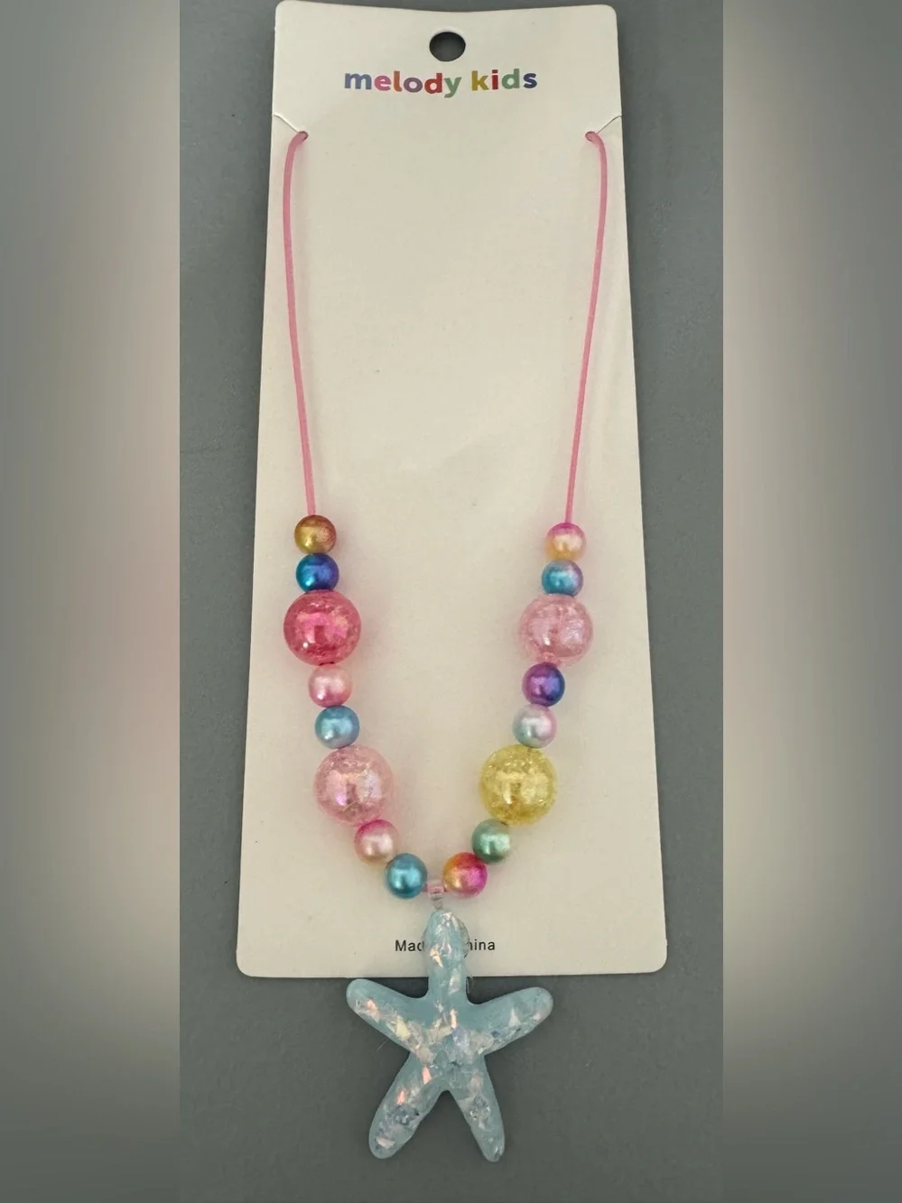 Pink Multicolor Beaded Starfish Necklace